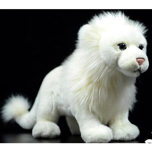 Simulation Standing 28cm White Brown Lion Stuffed Plush Toy Soft Cute Animal Model For Gril Boy gift
