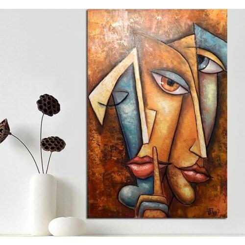Canvas Painted Funny Faces Painting on Canvas Large Canvas Wall Oil Painting Abstract Face Portrait Painting No Frame
