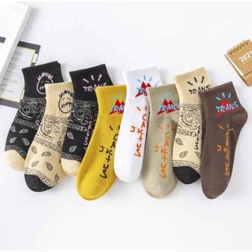 Bandanna Paisley Short TS Ankle Short Tube Grimace Anklet Cotton Socks West Coast New York Pop Party Plus Size Summer Business