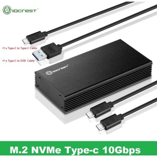 IOCREST NVMe Type-c USB3.1 Mobile HDD Enclosure HDD Case JMS583 USB3.1 to M.2 M-Key Pcie NVMe SSD Enclosure