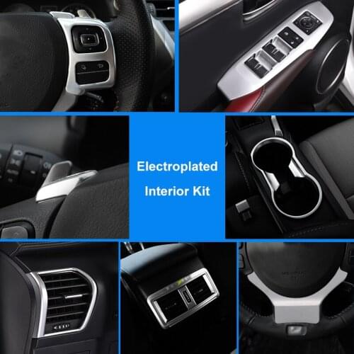 QHCP Car Water Cup Holder Frame Rear Air Outlet Cover Steering Wheel Sequins Stickers ABS Chrome For Lexus NX200T 300H 2015-2020
