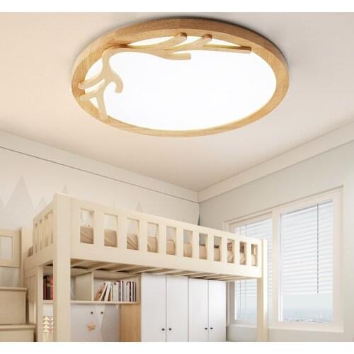 Bedroom Lamp Minimalist Modern Led Ceiling Lamp for Living Room Balcony Bedroom Nordic Solid Wood Antler Japanese Log Lamps