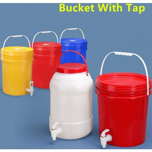 High quality plastic bucket with lid and Tap Food Grade liquid container for water Oil Multifunctional family Tool