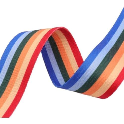 3.8cm Rainbow Striped Webbing ribbon Soft Handbag Webbing Strap Backpack strap ribbon Tote knapsack luggage dog pet collar