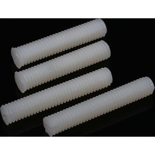 Nylon Slotted Grub Screws White Plastic Flat Point Bolts M6 M8 M10 M12