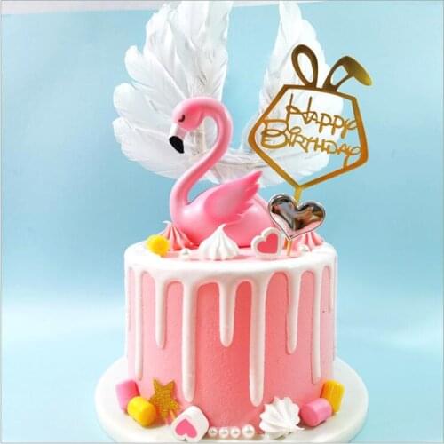 New Happy Birthday Cake Toppers Cute Rabbit Ears Acrylic Cake Flags Kids Birthday Party Cake Baking Decor