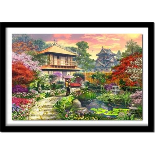 Full round drill 5D DIY Diamond embroidery Japanese garden Diamond Painting Cross Stitch Rhinestone decoration