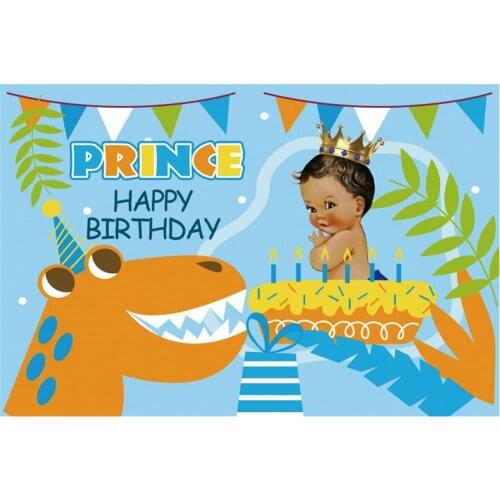 Prince Happy Birthday Party Backdrop Dinosaur Photography Background Holiday Celebration Photo Booth Studio Decor