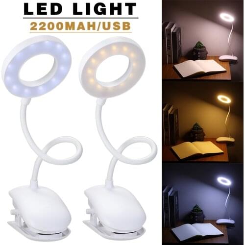 Mayitr 360 Degrees Adjustable Dimming Reading Lamp USB Clip-on Flexible LED Desk Table Lamp Dimmable Bed Reading Study Light