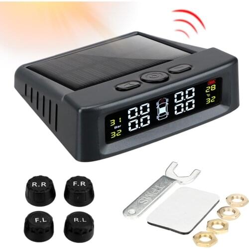 Tire Pressure Monitoring System Solar TPMS With 4 External Sensors External/Built-in Sensor Car Tyre Pressure Monitor