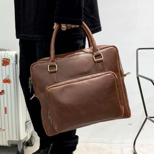Tidog Horizontal fashion portable briefcase light business mens leather handbag