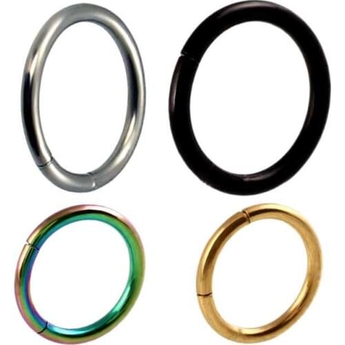 Titanium Hinged Segment Ring Hoop Ear Lip Nose Septum Ring Piercing Wedding Party Modern Jewelry Unique Gift 1.2mm/1.6mm