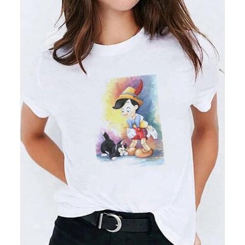 Cat Pinocchio Women T Shirt Kawaii Funny Cartoon Aesthetic Tshirt Ulzzang Tumblr Unisex Clothes Grunge Female Top Tees Harajuku