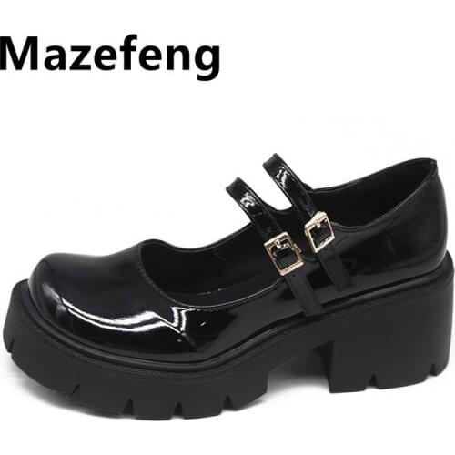 Mazefeng Brand New Female Lolita Cute Mary Janes Pumps Platform Wedges High Heels Womens Pumps Sweet Gothic Punk Shoes Woman