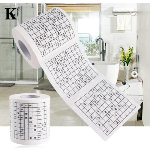1 Roll 2 Ply Novelty Funny Number Sudoku Printed WC Bath Funny Soft Toilet Paper Tissue Bathroom Supplies Gift