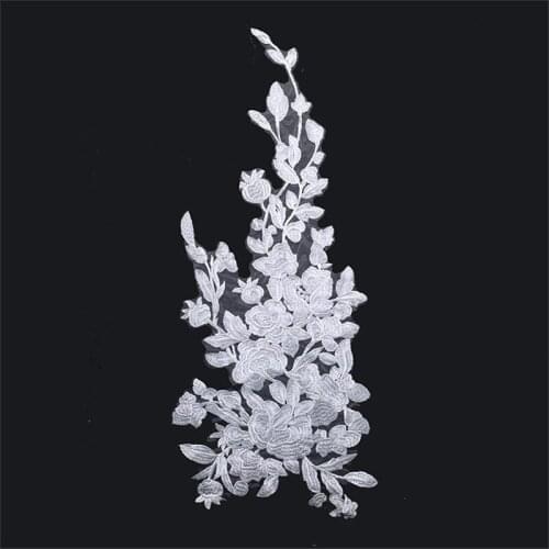 1Pc European Flat Embroidery Lace Flower Patch Wedding Dress Veil Manual DIY Material Clothing Decoration Accessories 70X28cm