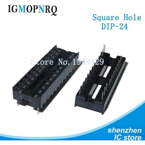 10pcs DIP-24 Square Hole 24 Pins 2.54MM DIP24 IC Sockets Adaptor Solder Type IC Connector
