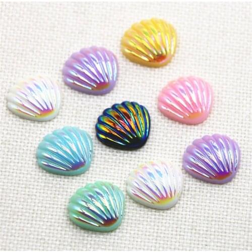 20pcs Resin shiny colorful seashell Flatback Cabochon DIY Hair Bow Center Scrapbooking craft 19x20mm