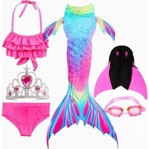 2020 Kids Girls Swimmable Children Mermaid Tails With Monofin Bikini Set Swimsuit Bathing Suit for Girls Cosplay Swimwear Set