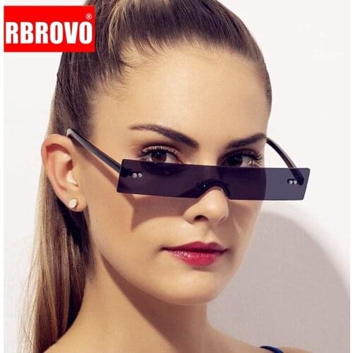 RBROVO 2021 Small Rectangle Sunglasses Women Retro Rimless Women Glasses Luxury Designer Eyewear Women Vintage Gafas De Mujer