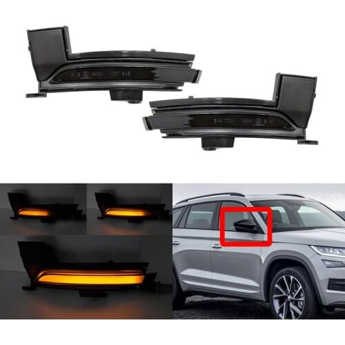 2x Smoked Sequential Led Dynamic Amber Side Mirror Blinker Indicator Turn Signal Lights For Skoda Kodiaq 2016