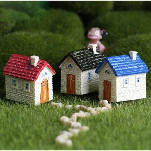3 Colors House Miniature Fairy Garden Home Houses Decoration Mini Craft Micro Landscaping Decor DIY Accessories
