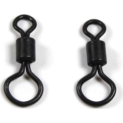 50 PCS/Pack Carp Fishing HC Swivel Dull No Reflective Matt Black Big Eye Carping Terminal Tackle for Helicopter Rig