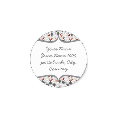 3.8m happy snowmans on grey address label