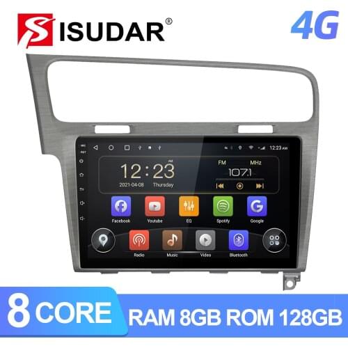 Isudar V72 4G Android 1 Din Car Multimedia For VW/Volkswagen/Golf 7 Auto Radio 8 Core RAM 6GB ROM 128GB GPS DVR Camera No 2Din