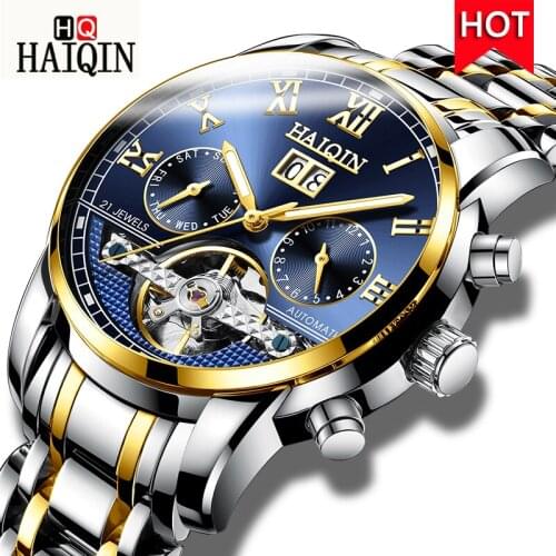 HAIQIN Luxury Brand Men Watch Automatic Mechanical Watches Tourbillon Waterproof Sport Clock Reto Wristwatch Relojes Hombre 2018