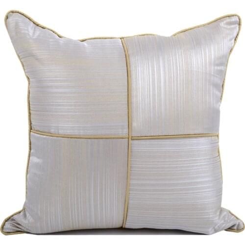 DUNXDECO Cushion Cover Decorative Pillow Case Modern Simple Geometric Jacquard Golden Lines Patchwork Coussin Sofa Chair Bedding