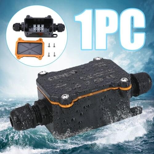 Black IP68 Electrical Junction Box Cable Wire Connector 2 Way Outdoor Waterproof Junction Box for Garden Street Light