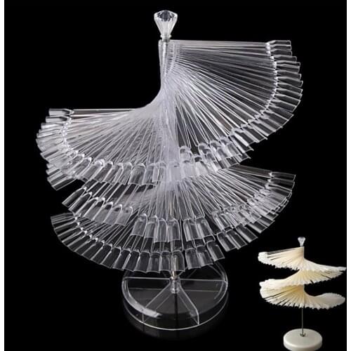 Color Card False Nail Tips Fan Transparent White Fake Nail Tips Nail Art Practice Display Design Tools