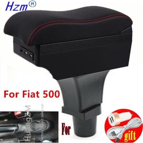 For Fiat 500 Armrest box Interior special Retrofit parts Center Car Armrest box Center Storage box USB