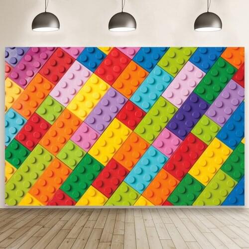 Wall of Colorful Square Blocks Backdrop Baby Shower Birthday Party Photo Background Portrait Shooting Studio Decors Booth Banner