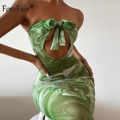Forefair 2021 Summer Strapless Y2K Women Bodycon Bandage Sexy Dress Ladies Fashion Party Elegant Backless Sleeveless Dresses