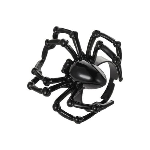 Halloween Spider Rings For Women Men Spooky Gothic Jewelry Toys Open Size Cool Insect Toe Finger Ring Bague Gift