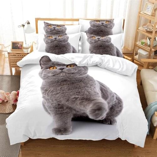 Cartoon cat white bedding set kids Cotton Bed Linen Bedclothes Bed Set Double Single Bed home textile