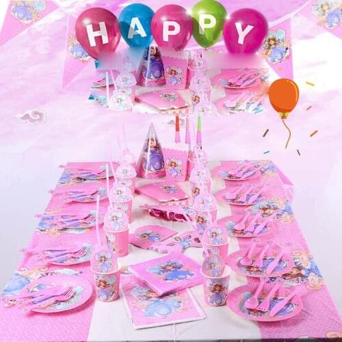 Little princess party supplies kids birthday theme Party Supplies Birthday Decoration Disposable Tableware Set Paper Plates Cup