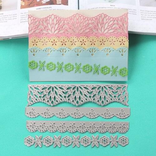 DUOFEN METAL CUTTING DIES 1pc cutout lace leave border hollow embossing stencil DIY Scrapbook Paper Album paper crafts