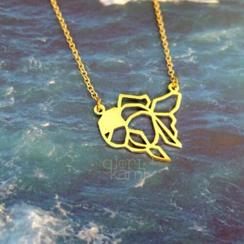 Trendy Origami Goldfish Necklace Gold Silver Animal Jewelry Women Statement Necklace Cs Go Collares