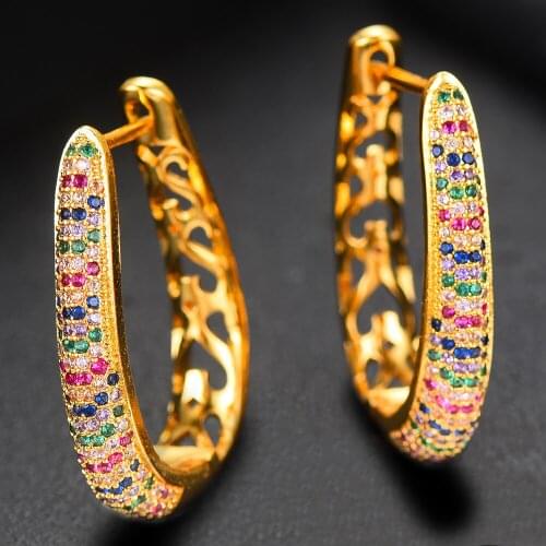 LARRAURI Trendy Geometry Circle Paved Micro Cubic Zirconia Earrings Trendy Women Wedding Party Earring High Jewelry Addiction