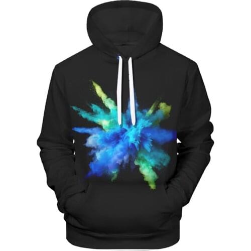 MenS Color Explosive Smoke Sweatshirt 3D Digital Printed Top Casual Hooded Pullover Manufacturer Wholesale