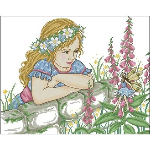 Elves in the corner patterns Counted Cross Stitch 11CT 14CT 18CT DIY Chinese Cross Stitch Kits Embroidery Needlework Sets