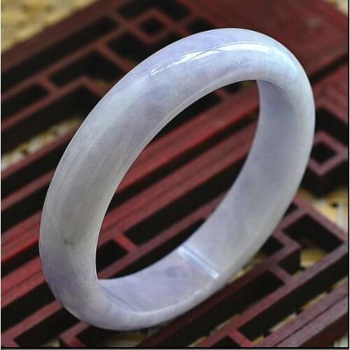 Natural bracelet Ice glutinous species Violet jade bracelet Myanmar ice through the old pit Emerald bracelet 57MM 00047