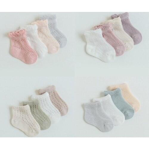 4 Pairs Baby Socks Summer New Ultra-thin Mesh Breathable Ice Silk Boneless Loose Mouth Socks Newborn Baby Stockings