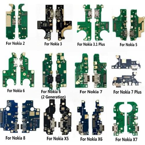 New USB Charging Port Board With Mic Microphone Module Flex Cable For Nokia 2 2.1 3 3.1 Plus 5 5.1 6 6.1 7 7.1 Plus 8