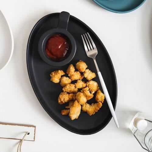 New Nordic Style Breakfast Plate Creative Elliptical Ceramic Plate Western Dining Bowl Fruit Salad