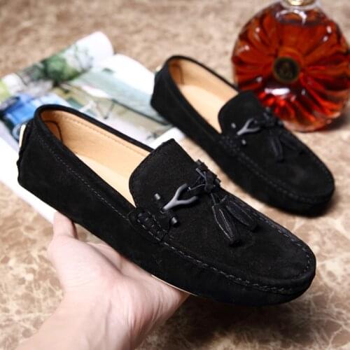 Fashion New Man Moccasins Slip On Flats Male Casual Leather Suede Shoes Men Loafers Breathable Brand Tassel Driving Mens Shoes
