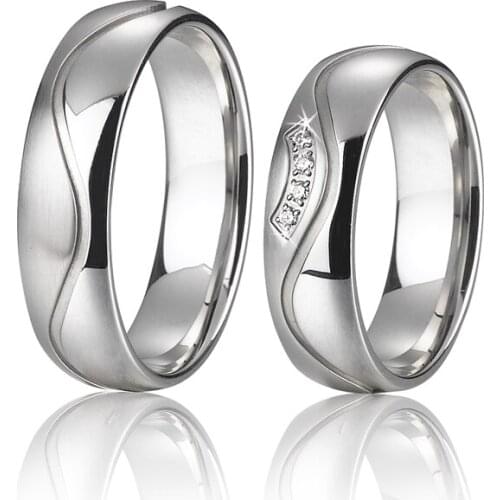 Wedding band ring for couples his and hers Lovers Alliance 1 Pair platinum color titanium jewelry promise anniversary rings